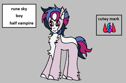 Size: 1088x718 | Tagged: safe, artist:ask-luciavampire, oc, oc only, earth pony, pony, undead, vampire, vampony, gray background, profile, simple background, solo, tumblr