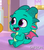 Size: 187x210 | Tagged: safe, screencap, sparky sparkeroni, dragon, g5, my little pony: tell your tale, sparky's sick, spoiler:g5, spoiler:my little pony: tell your tale, spoiler:tyts01e46, animated, baby, baby dragon, cropped, cute, gif, gifrun.com, happy, male, solo, sparkybetes