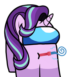 Size: 1280x1280 | Tagged: safe, artist:josephthedumbimpostor, starlight glimmer, g4, among us, birthday, glimpostor, party horn