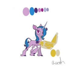 Size: 640x566 | Tagged: safe, artist:speedyakaleah, fhtng th§ ¿nsp§kbl, izzy moonbow, oleander (tfh), classical unicorn, unicorn, them's fightin' herds, g5, book, cloven hooves, community related, female, horn, leonine tail, palette swap, recolor, simple background, solo, unshorn fetlocks, white background