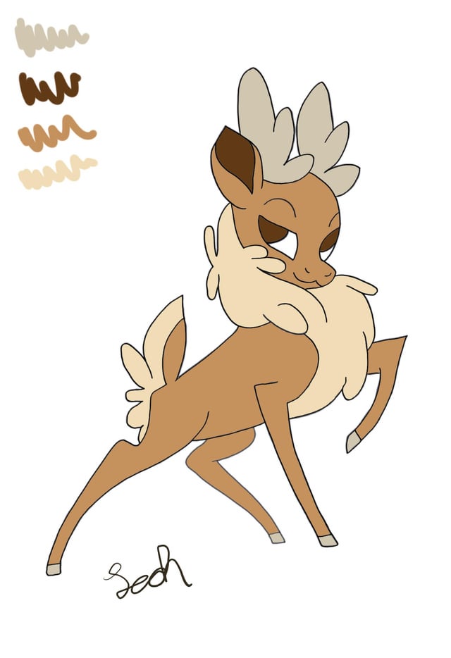 #3347587 - safe, artist:speedyakaleah, velvet (tfh), deer, eevee ...