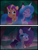 Size: 768x1024 | Tagged: safe, artist:bluemario11, izzy moonbow, misty brightdawn, sunny starscout, earth pony, hengstwolf, pony, unicorn, werewolf, g5, my little pony: tell your tale, comic, crying, female, forest, horn, injured, mane stripe sunny, mare, mistywolf brightmoon, nature, rebirth misty, sad, story included, tree, trio, unconscious, werewolf misty brightdawn