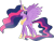 Size: 1031x775 | Tagged: safe, artist:fedethedox2121, princess celestia, twilight sparkle, alicorn, pony, g4, my little pony: friendship is magic, the last problem, crown, ethereal mane, ethereal tail, female, jewelry, older, older twilight, older twilight sparkle (alicorn), palette swap, princess twilight 2.0, recolor, regalia, simple background, solo, tail, transparent background, twilight sparkle (alicorn)