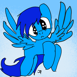 Size: 640x640 | Tagged: safe, artist:joeydr, oc, oc only, oc:cobalt breeze, pegasus, pony, female, flying, gradient background, mare, solo