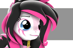 Size: 720x480 | Tagged: safe, artist:34lex, oc, oc only, oc:lunylin, pegasus, pony, g4, 3d, :p, animated, black collar, boop, collar, commission, cute, enhanced ponies, female, gif, offscreen character, pegasus oc, simple background, smiling, smirk, source filmmaker, tongue out, white background
