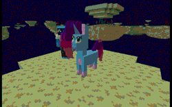 Size: 960x600 | Tagged: safe, artist:derek the metagamer, misty brightdawn, unicorn, g5, my little pony: tell your tale, 3d, animated, blockbench, blockbench guy, end, horn, low poly, minecraft, moon, rebirth misty