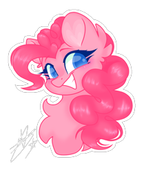 Size: 672x792 | Tagged: safe, artist:natpaintpony, pinkie pie, earth pony, pony, g4, bust, chest fluff, cute, diapinkes, female, grin, mare, portrait, simple background, smiling, solo, transparent background