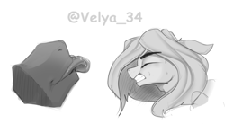 Size: 1023x565 | Tagged: safe, artist:velya_34, oc, oc only, pony, disembodied muzzle, ears back, eyes closed, gritted teeth, simple background, sketch, solo, sweat, teeth, tongue out, white background