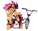 Size: 1954x1626 | Tagged: safe, artist:madiwann, scootaloo, pegasus, pony, g4, alternate design, bicycle, female, headcanon, piercing, simple background, solo, white background, wing piercing, wings