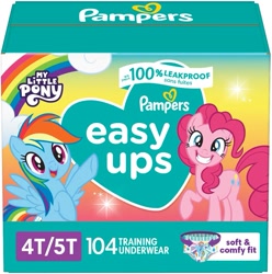 Size: 849x857 | Tagged: safe, pinkie pie, rainbow dash, earth pony, pegasus, pony, g4, diaper, merchandise, pampers, pampers easy ups