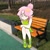Size: 1300x1300 | Tagged: safe, artist:liyuxin93103, fluttershy, human, g4, bench, cute, humanized, real life background, shyabetes, sitting, solo