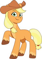 Size: 937x1300 | Tagged: safe, artist:prixy05, applejack, earth pony, pony, g4, g5, my little pony: tell your tale, applejack's hat, cowboy hat, female, g4 to g5, generation leap, hat, mare, simple background, solo, transparent background, vector