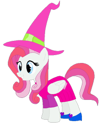 Size: 463x568 | Tagged: safe, artist:selenaede, artist:user15432, diamond rose, pegasus, pony, g4, base used, clothes, costume, dress, halloween, halloween costume, hat, high heels, holiday, pink dress, shoes, simple background, smiling, transparent background, witch, witch costume, witch hat