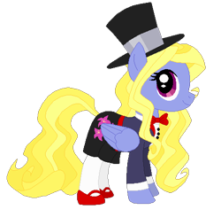 Size: 484x474 | Tagged: safe, artist:selenaede, artist:user15432, lily blossom, pegasus, pony, g4, base used, black hat, bowtie, clothes, costume, halloween, halloween costume, hat, holiday, leggings, looking at you, magician, magician outfit, red shoes, shoes, simple background, smiling, transparent background