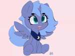 Size: 1020x764 | Tagged: safe, artist:zokkili, princess luna, alicorn, pony, g4, :d, animated, colored pupils, cute, ear flick, eyebrows, eyebrows visible through hair, female, filly, filly luna, foal, gif, happy, i watch it for the ears, lunabetes, open mouth, open smile, peytral, pink background, simple background, sitting, smiling, solo, spread wings, tail, tail wag, underhoof, weapons-grade cute, wings, woona, younger