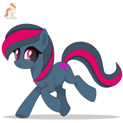 Size: 2600x2600 | Tagged: safe, artist:r4hucksake, oc, oc only, oc:neon blacktop, earth pony, pony, base used, blushing, female, mare, running, simple background, solo, transparent background