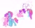 Size: 2048x1618 | Tagged: safe, artist:iksiudodi_, jazz hooves, pipp petals, earth pony, pegasus, pony, g5, blushing, cellphone, dialogue, duo, female, hoof hold, implied rocky riff, lesbian, mare, phone, ship:jazzpipp, shipping, simple background, smartphone, white background, yelling