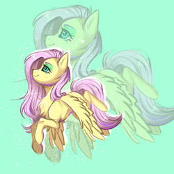 Size: 1200x1200 | Tagged: safe, artist:lunciakkk, fluttershy, pegasus, g4, concave belly, doodle, green background, simple background, solo, zoom layer