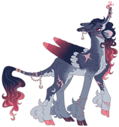 Size: 2679x2846 | Tagged: safe, artist:sleepy-nova, oc, oc only, oc:crescent moon, alicorn, pony, cloven hooves, colored wings, curved horn, horn, male, multicolored wings, simple background, solo, stallion, transparent background, wings
