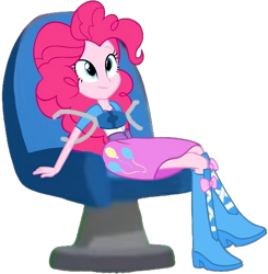 Size: 1976x2020 | Tagged: safe, artist:zacatron94, edit, edited screencap, editor:jbrony, screencap, pinkie pie, equestria girls, g4, background removed, boots, chair, clothes, crossed legs, female, high heel boots, little einsteins, seat, seatbelt, shoes, simple background, sitting, skirt, solo, transparent background