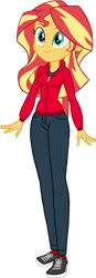 Size: 524x1508 | Tagged: safe, artist:invisibleink, color edit, edit, sunset shimmer, human, equestria girls, g4, clothes, colored, converse, denim, hoodie, jacket, jeans, pants, shirt, shoes, simple background, solo, transparent background, zipper