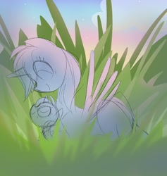 Size: 1604x1691 | Tagged: safe, artist:sparjechkaa, commission, family, female, filly, foal, grass, ych sketch, your character here