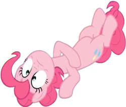 Size: 2990x2520 | Tagged: safe, edit, edited screencap, editor:homersimpson1983, screencap, pinkie pie, earth pony, pony, g4, background removed, belly, female, lying down, not a vector, prone, simple background, solo, transparent background, wrong aspect ratio
