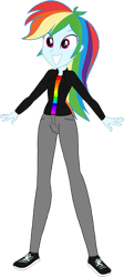 Size: 697x1557 | Tagged: safe, artist:invisibleink, color edit, edit, rainbow dash, human, equestria girls, g4, clothes, colored, converse, denim, jacket, jeans, leather, leather jacket, pants, shirt, shoes, simple background, solo, transparent background
