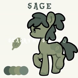 Size: 2048x2048 | Tagged: safe, artist:starrymysteryy, oc, oc only, oc:sage, earth pony, pony, adoptable, female, mare, reference sheet, sage, simple background, watermark
