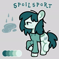 Size: 2048x2048 | Tagged: safe, artist:starrymysteryy, oc, oc only, oc:spoilsport, earth pony, pony, clothes, gray background, reference sheet, simple background, solo, sweater