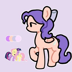 Size: 2048x2048 | Tagged: safe, artist:starrymysteryy, fluttershy, twilight sparkle, oc, alicorn, pegasus, pony, adoptable, bow, female, hair bow, hug, lesbian, magical lesbian spawn, mare, next generation, offspring, parent:fluttershy, parent:twilight sparkle, parents:twishy, reference sheet, ship:twishy, shipping, simple background, twilight sparkle (alicorn)