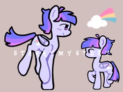 Size: 1024x768 | Tagged: safe, artist:starrymysteryy, oc, oc only, pegasus, pony, adoptable, brown background, magical lesbian spawn, next generation, offspring, parent:rainbow dash, parent:twilight sparkle, parents:twidash, reference sheet, simple background, solo, watermark
