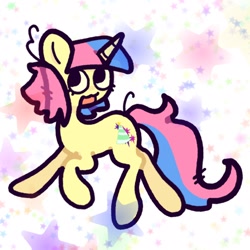 Size: 2048x2048 | Tagged: safe, artist:starrymysteryy, oc, oc only, pony, unicorn, abstract background, female, horn, mare, solo