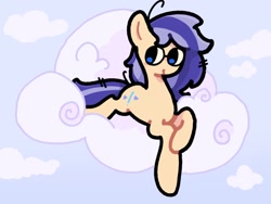 Size: 1024x768 | Tagged: safe, artist:starrymysteryy, oc, oc only, earth pony, pony, cloud, female, mare, on a cloud, solo