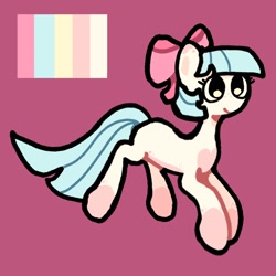 Size: 2048x2048 | Tagged: safe, artist:starrymysteryy, oc, oc only, earth pony, pony, bow, female, hair bow, mare, pink background, reference sheet, simple background