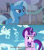 Size: 1280x1440 | Tagged: safe, edit, edited screencap, editor:jaredking779, screencap, starlight glimmer, trixie, pony, unicorn, g4, my little pony: friendship is magic, road to friendship, season 5, season 8, the cutie re-mark, caption, confrontation, duo, female, horn, mare, s5 starlight, text