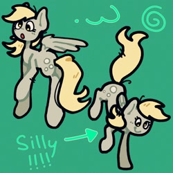 Size: 2048x2048 | Tagged: safe, artist:starrymysteryy, derpy hooves, pegasus, pony, g4, derp, female, green background, mare, simple background, solo