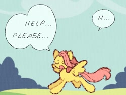 Size: 1024x768 | Tagged: safe, artist:starrymysteryy, fluttershy, pegasus, pony, g4, dialogue, female, flying, mare, redraw, solo, speech bubble