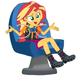 Size: 1992x2004 | Tagged: safe, artist:gmaplay, edit, edited screencap, editor:jbrony, screencap, sunset shimmer, human, equestria girls, equestria girls specials, g4, my little pony equestria girls: forgotten friendship, adorasexy, background removed, better quality, boots, chair, clothes, cute, high heel boots, little einsteins, seat, seatbelt, sexy, shimmerbetes, shoes, simple background, sitting, solo, transparent background