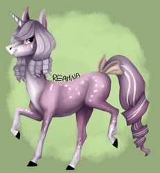 Size: 2356x2545 | Tagged: safe, artist:reamina, oc, oc only, oc:lavender, pony, unicorn, bow, female, horn, mare, solo, tail, tail bow