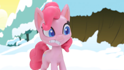 Size: 1920x1080 | Tagged: safe, screencap, pinkie pie, earth pony, pony, g4, g4.5, my little pony: stop motion short, snowball fight (short), cute, nervous, snow, solo