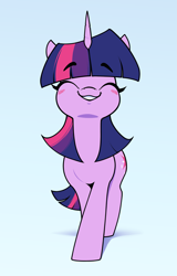 Size: 2195x3437 | Tagged: safe, artist:aquaticvibes, twilight sparkle, pony, unicorn, g4, blush lines, blushing, eyes closed, grin, horn, smiling, solo