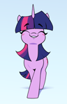 Size: 2195x3437 | Tagged: safe, artist:aquaticvibes, twilight sparkle, pony, unicorn, g4, blush lines, blushing, eyebrows, eyebrows visible through hair, eyes closed, grin, horn, smiling, solo