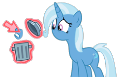 Size: 1278x800 | Tagged: safe, artist:brightstar40k, trixie, pony, unicorn, g4, magic duel, cursor, female, horn, karma, mare, mouthless, revenge, role reversal, simple background, solo, transparent background, trash can