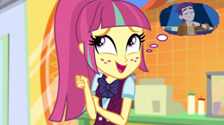 Size: 1280x717 | Tagged: safe, edit, edited screencap, screencap, dirk thistleweed, sour sweet, human, accountibilibuddies, dance magic, equestria girls, equestria girls series, equestria girls specials, g4, spoiler:eqg series (season 2), accountibilibuddies: rainbow dash, clothes, crystal prep academy uniform, dream bubble, female, freckles, male, ponytail, school uniform, ship:sourweed, shipping, smiling, straight