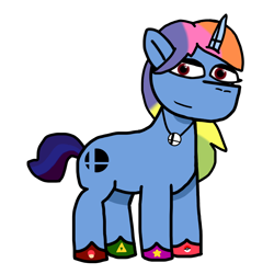 Size: 1280x1280 | Tagged: safe, artist:josephthedumbimpostor, oc, oc only, oc:selena smash, pony, ponified, redesign, rule 85, simple background, solo, super smash bros., white background