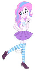Size: 1440x2894 | Tagged: safe, artist:mitexcel, oc, oc:rivet spellbook, equestria girls, g4, antagonist, base used, blue eyes, clothes, highlights, pink hair, skirt, solo