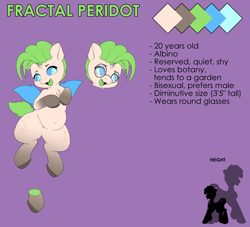 Size: 5500x5000 | Tagged: safe, artist:jacqueling, oc, oc only, oc:fractal peridot, changeling, albino, albino changeling, bust, changeling oc, glasses, male, reference sheet, simple background, solo