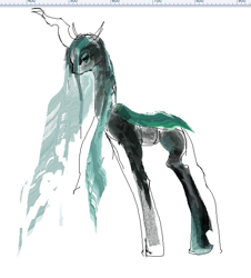 Size: 597x660 | Tagged: safe, artist:nazar0199, queen chrysalis, changeling, changeling queen, pony, g4, female, mare, simple background, solo, white background