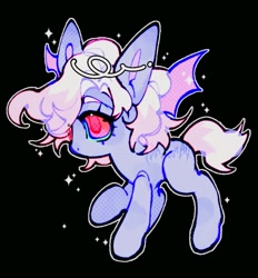Size: 900x970 | Tagged: safe, artist:yuch42023, oc, oc only, unnamed oc, earth pony, pony, big ears, big head, black background, chibi, colored eyebrows, colored pinnae, colored pupils, colored sclera, colored wings, curly mane, curly tail, earth pony oc, green sclera, head wings, no mouth, outline, pink eyes, profile, purple coat, raised hoof, shiny mane, simple background, solo, sparkles, standing, tail, tall ears, two toned mane, two toned tail, two toned wings, watermark, wingding eyes, wings